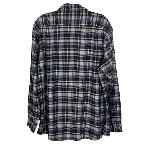 Brax Shirt Men's XXL Cozy Light Flannel 100% Cotton Navy Plaid Modern Fit NEW - Picture 2 of 7